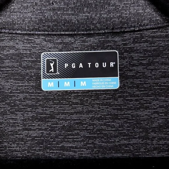 PGA Tour Quarter Zip Pullover Long Sleeve Men's Medium Polyester Golf Shirt Gray - Picture 9 of 13